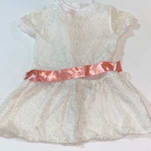 Cuddle Teen White Lace Fabric Kids Vintage Dress Size Approximate 12&18 Months
